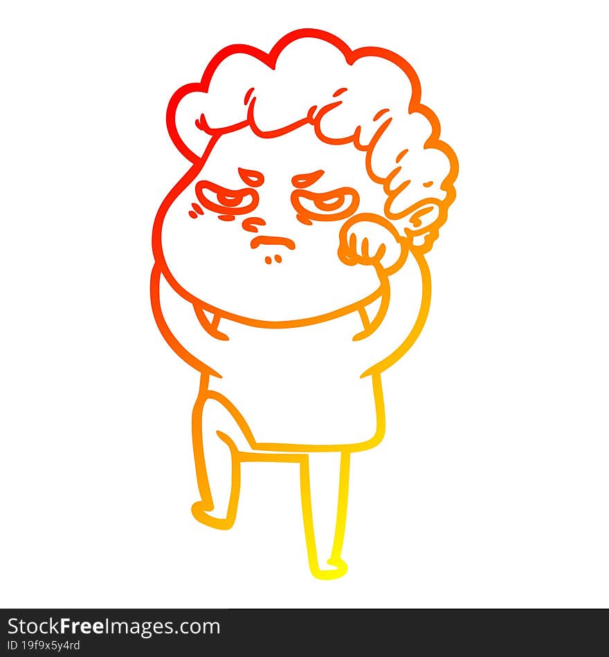 Warm Gradient Line Drawing Cartoon Angry Man