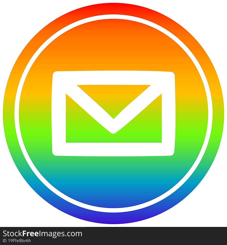 envelope letter circular icon with rainbow gradient finish. envelope letter circular icon with rainbow gradient finish