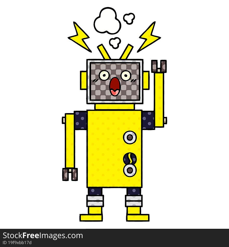 comic book style cartoon of a robot