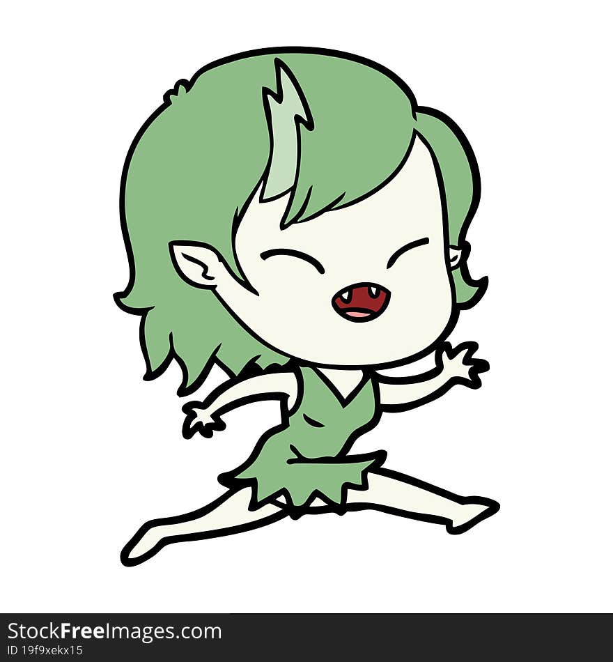 cartoon laughing vampire girl running. cartoon laughing vampire girl running