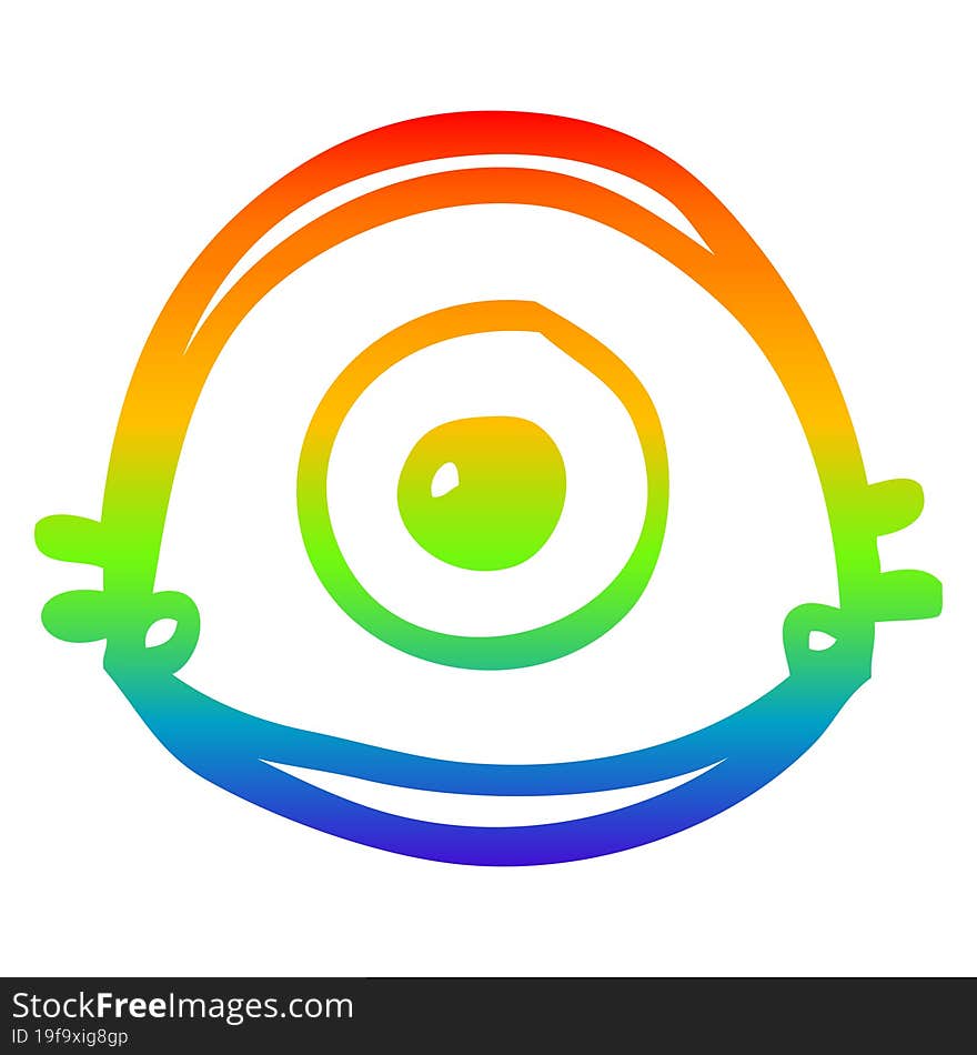 rainbow gradient line drawing of a cartoon blue eye