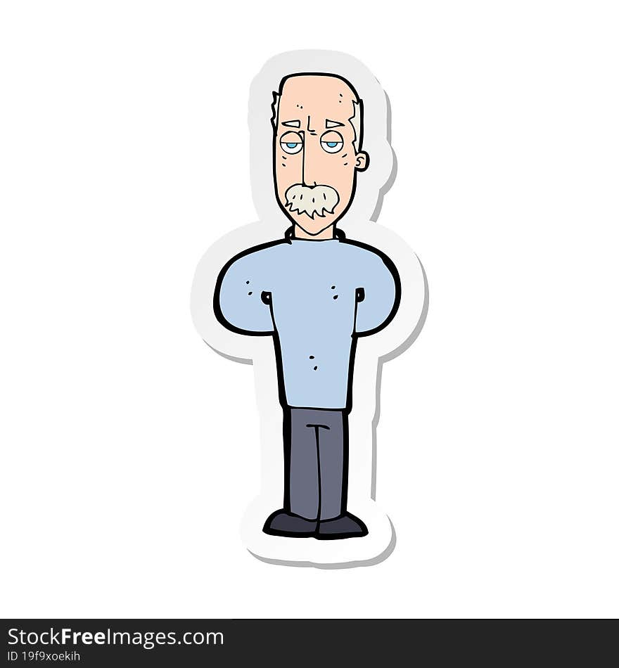 sticker of a cartoon annoyed balding man