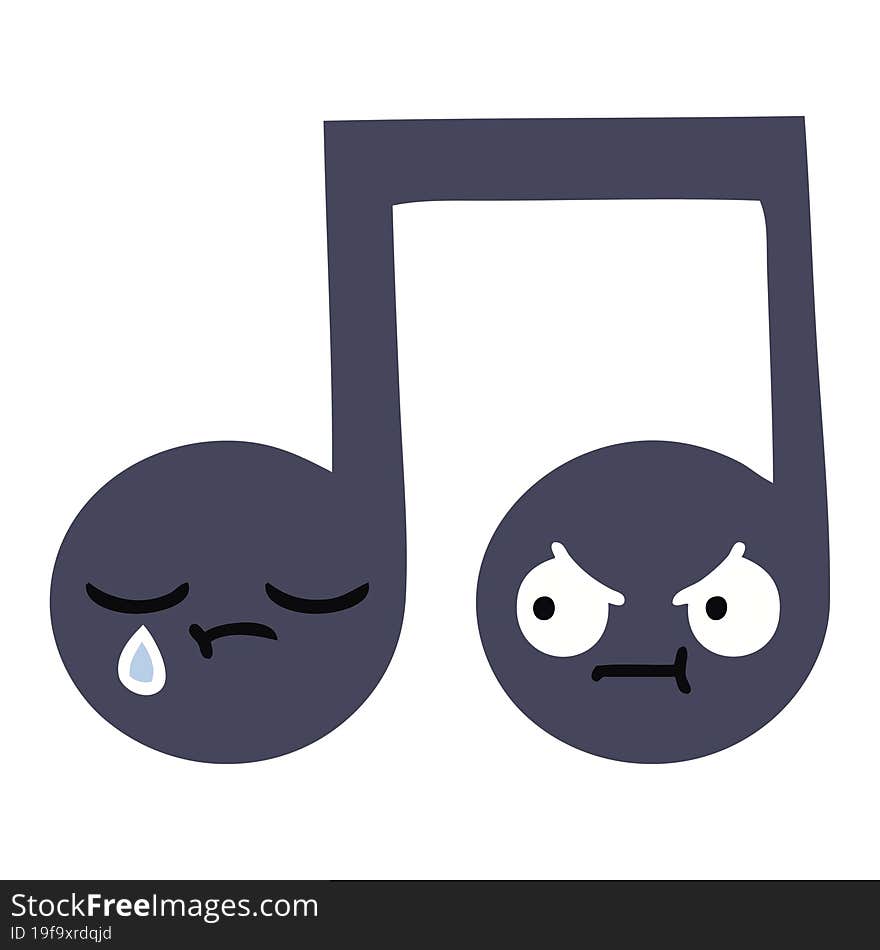 flat color retro cartoon musical note