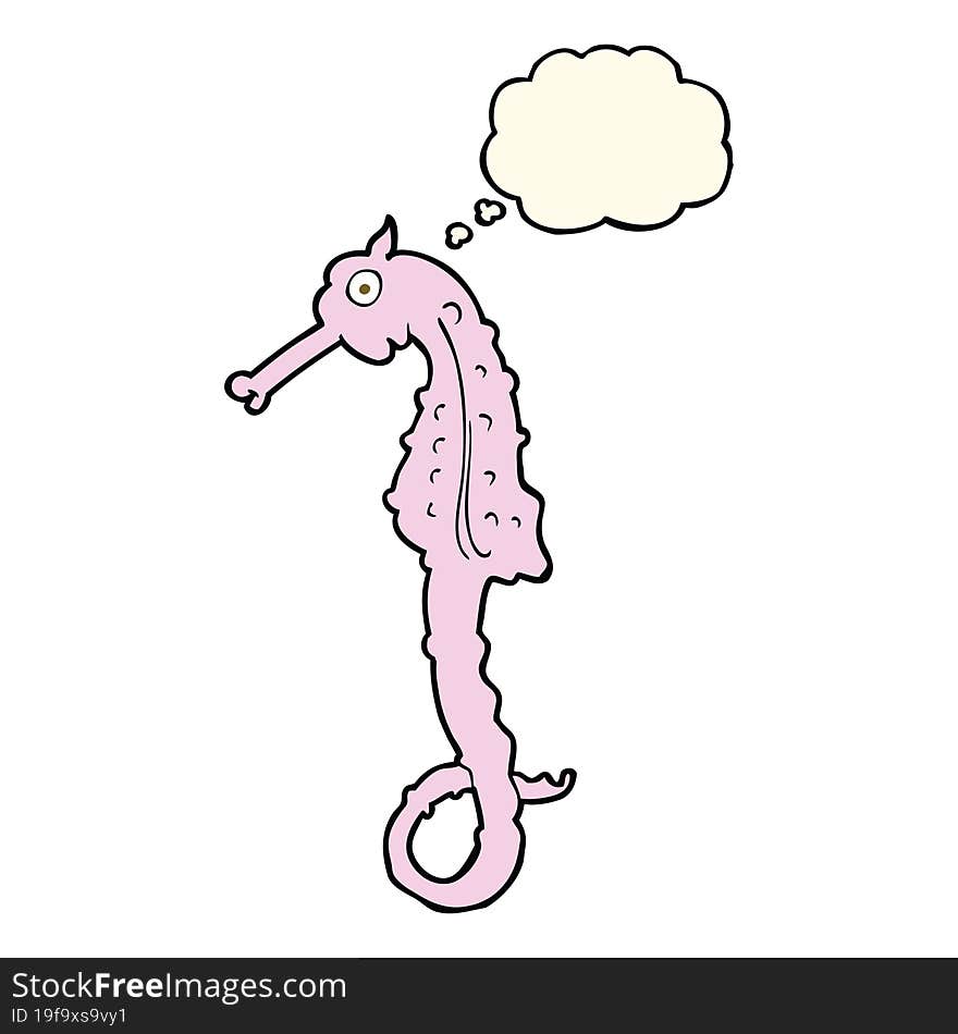 Cartoon Sea Horse With Thought Bubble