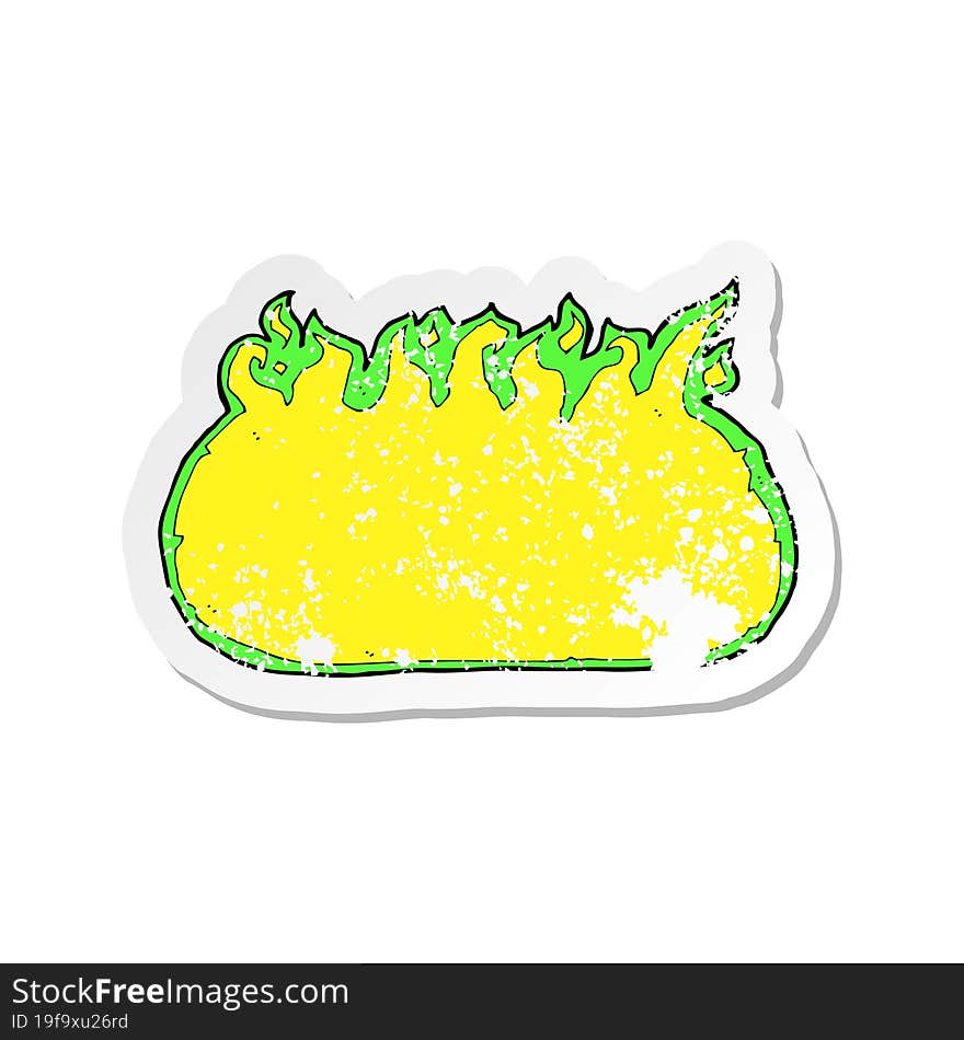 retro distressed sticker of a cartoon green fire border