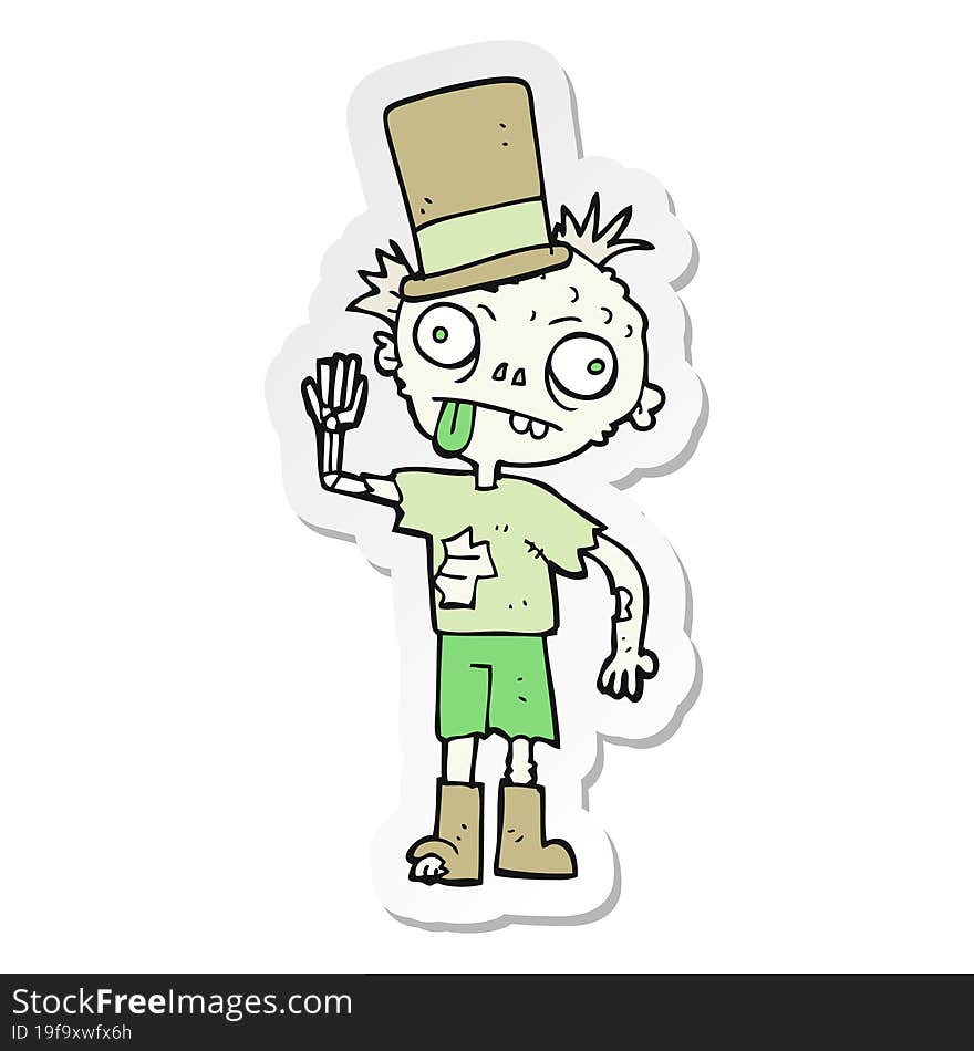 sticker of a cartoon zombie