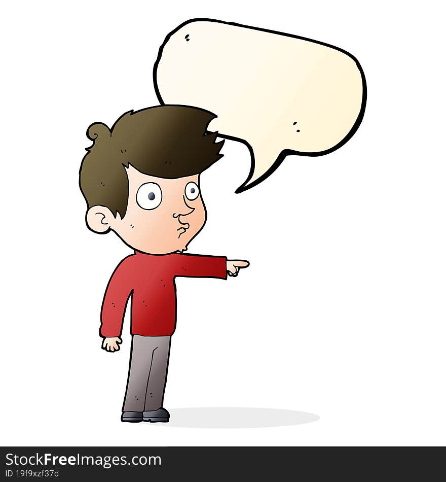 Cartoon Pointing Boy With Speech Bubble