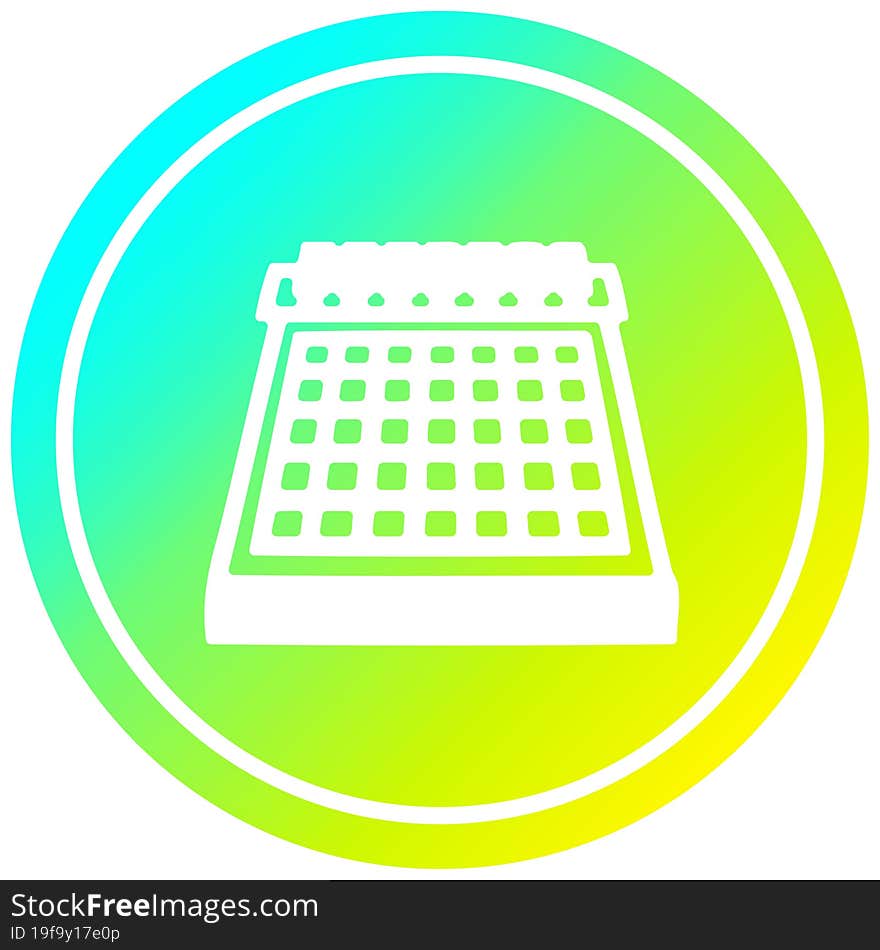 Monthly Calendar Circular In Cold Gradient Spectrum