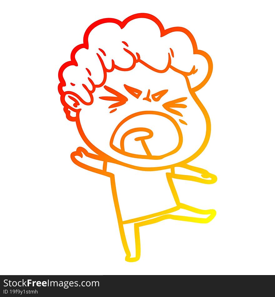 warm gradient line drawing cartoon furious man