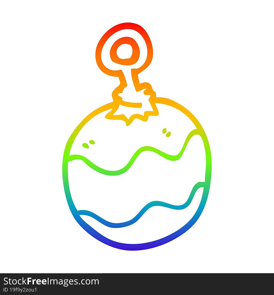 rainbow gradient line drawing cartoon christmas bauble