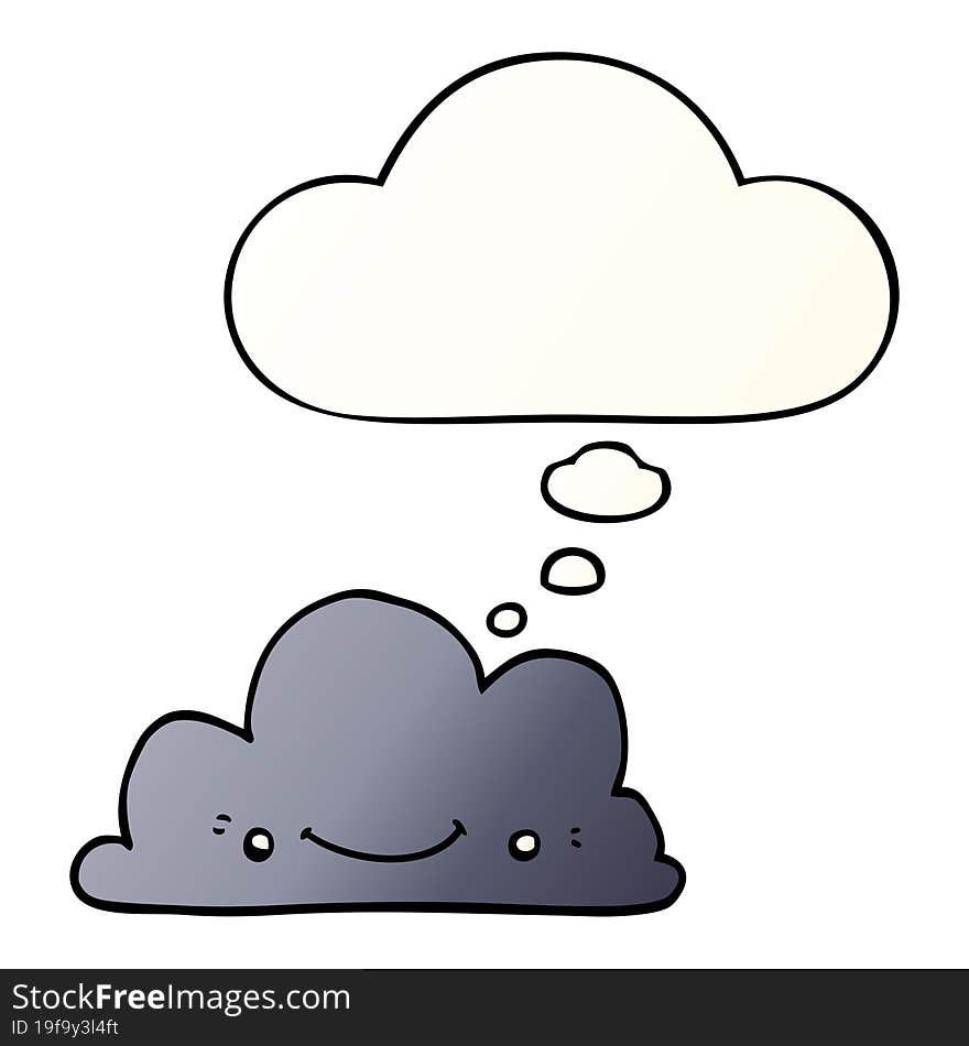 cute cartoon cloud and thought bubble in smooth gradient style