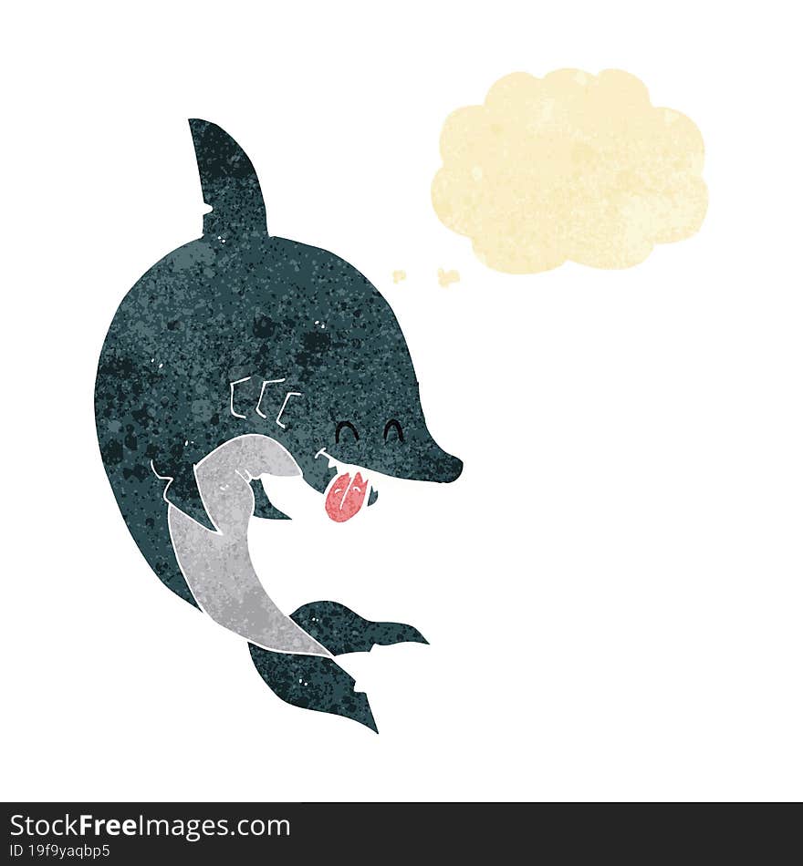 funny cartoon shark with thought bubble