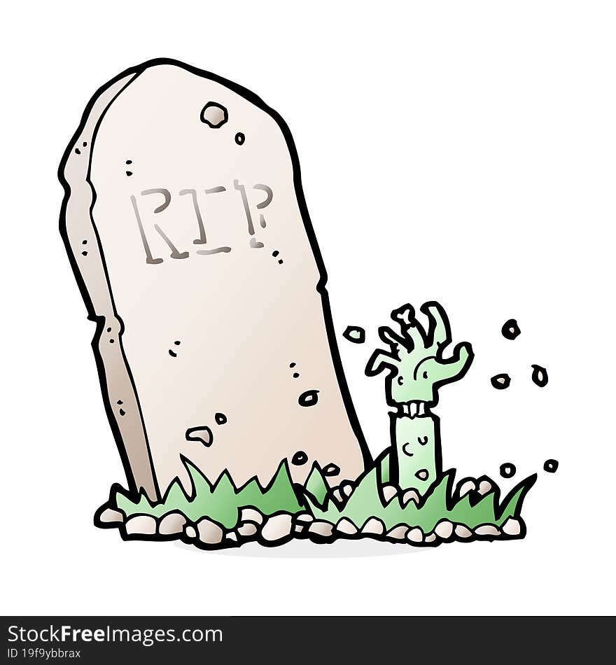 cartoon zombie rising from grave