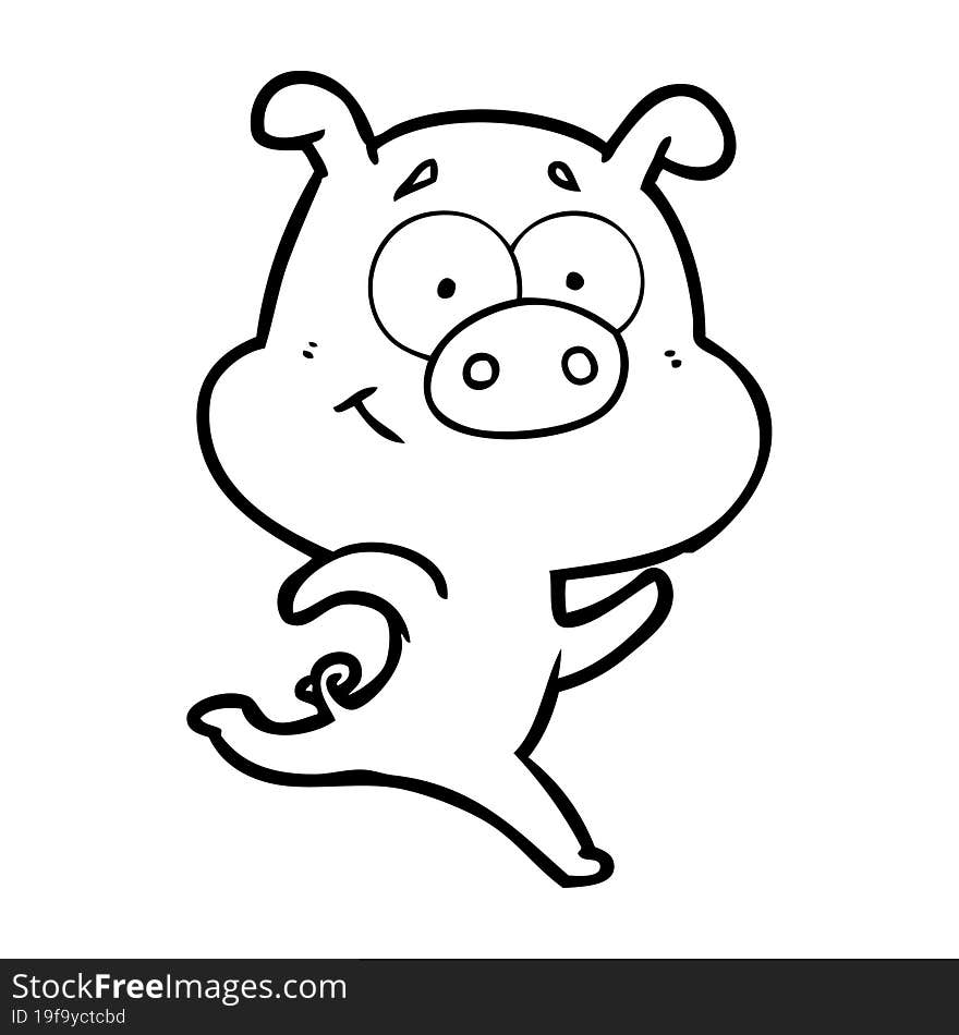 happy cartoon pig running. happy cartoon pig running