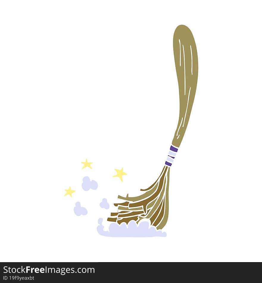 cartoon doodle magic broom