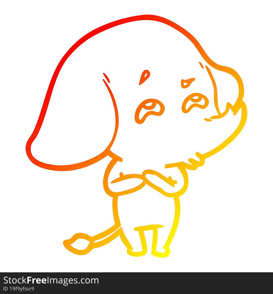 Warm Gradient Line Drawing Cartoon Elephant Remembering