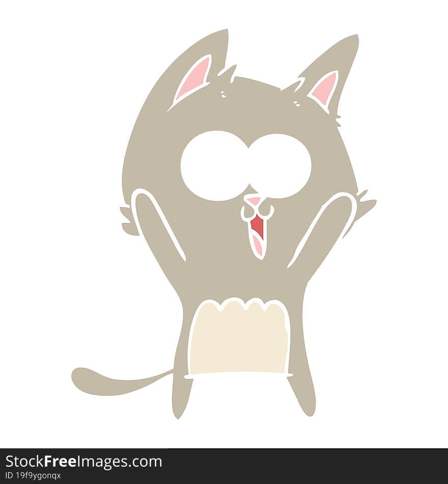 Funny Flat Color Style Cartoon Cat