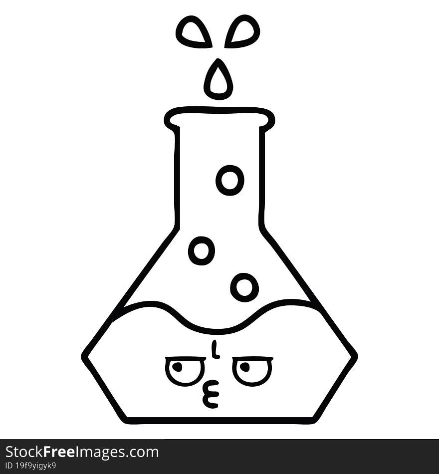 line drawing cartoon science beaker