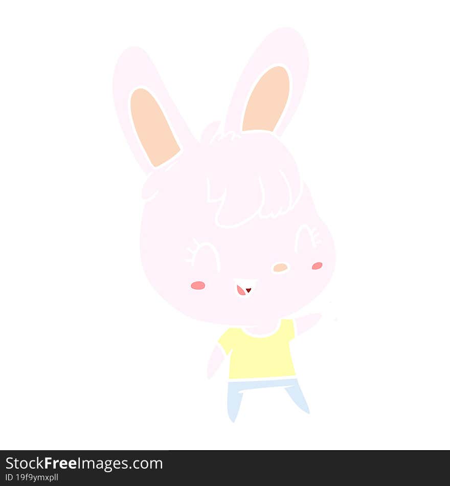 cute flat color style cartoon rabbit