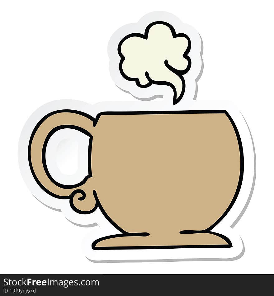 Sticker Of A Quirky Hand Drawn Cartoon Hot Drink