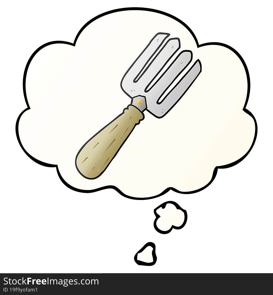 Cartoon Fork And Thought Bubble In Smooth Gradient Style