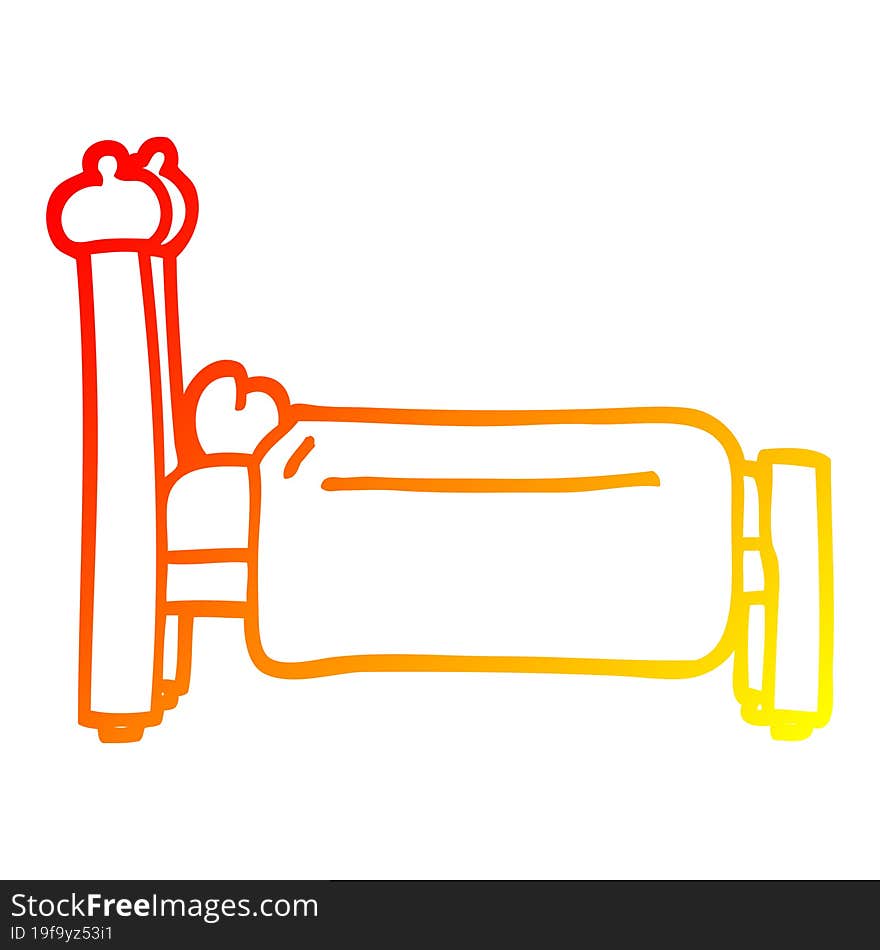 warm gradient line drawing cartoon bed