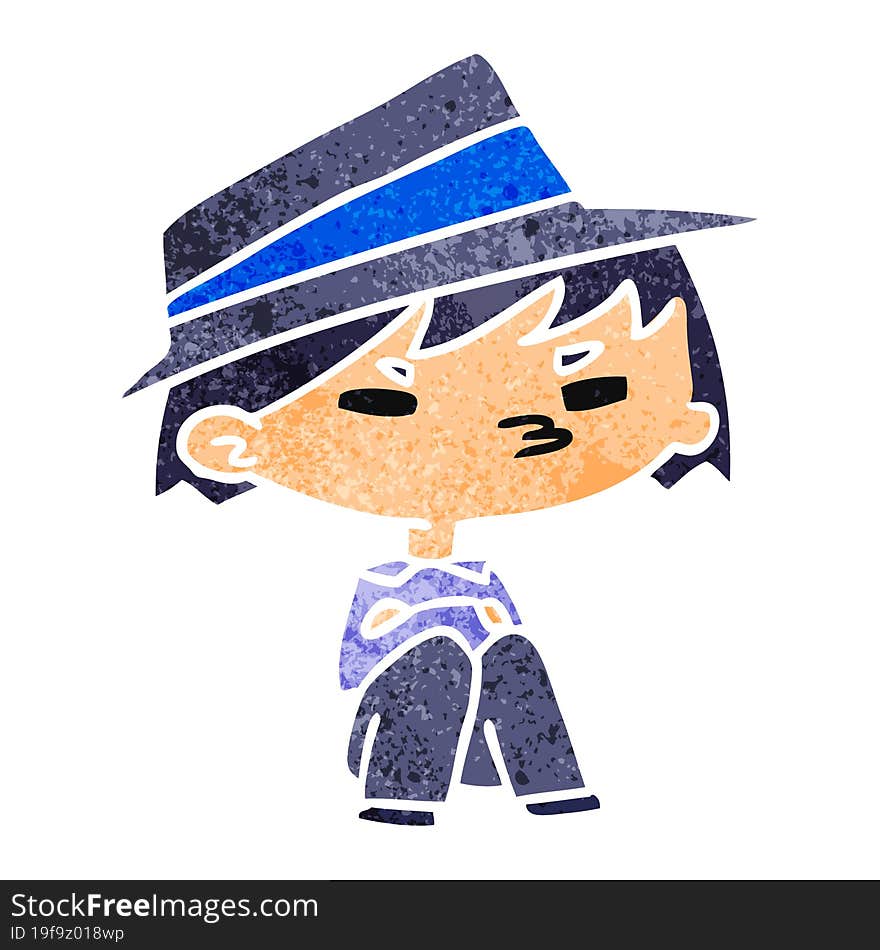 retro cartoon illustration of a kawaii cute boy. retro cartoon illustration of a kawaii cute boy