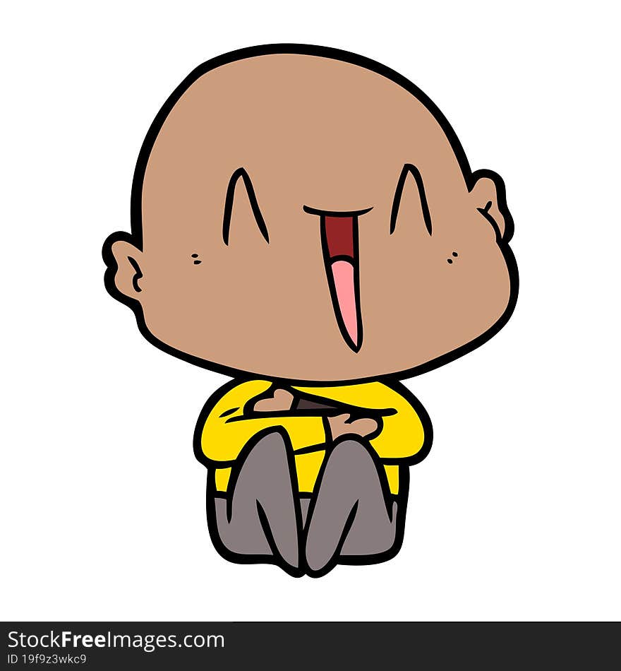 happy cartoon bald man. happy cartoon bald man