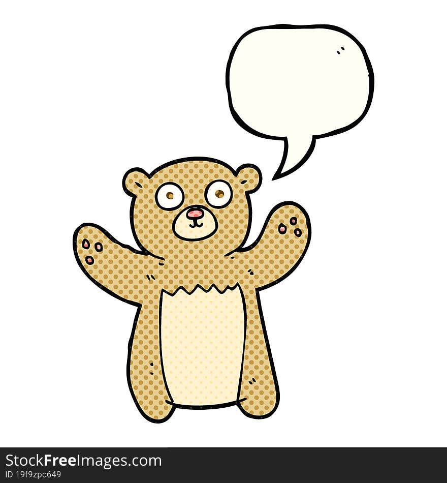 freehand drawn comic book speech bubble cartoon teddy bear