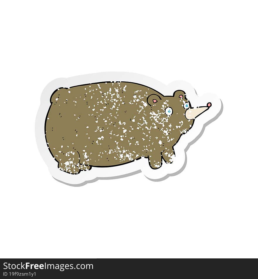 Retro Distressed Sticker Of A Funny Cartoon Bear