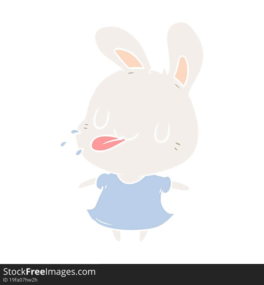 Cute Flat Color Style Cartoon Rabbit Blowing Raspberry