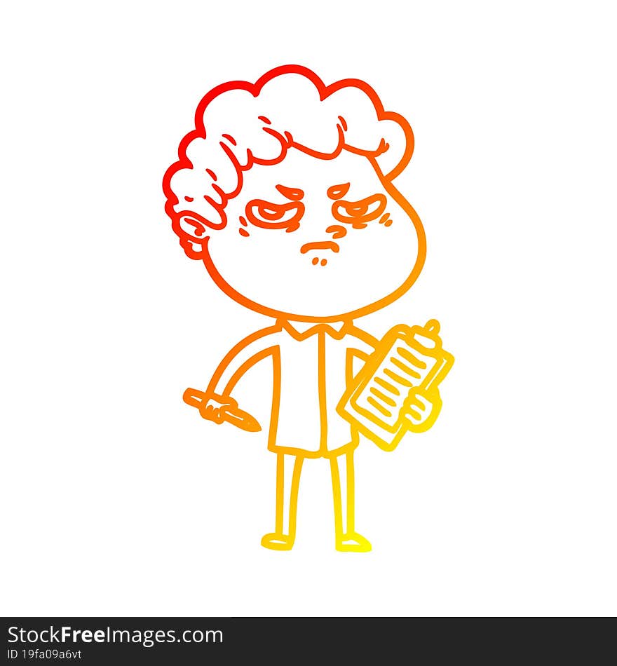 Warm Gradient Line Drawing Cartoon Angry Man