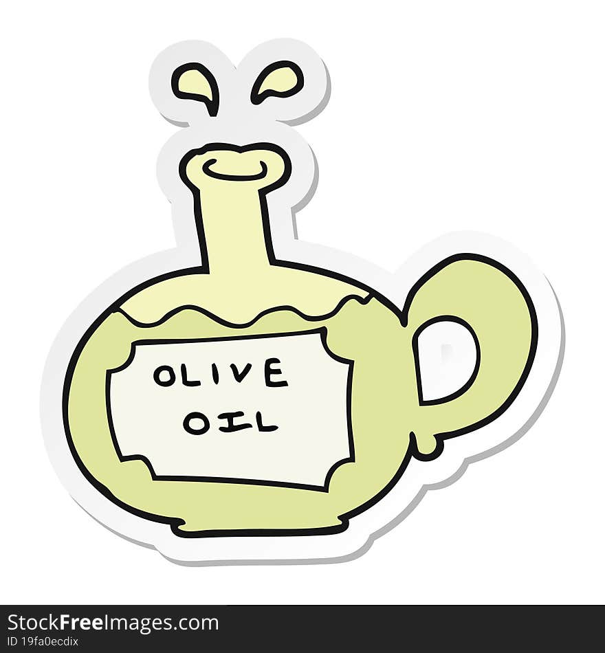 sticker of a cartoon olive oil