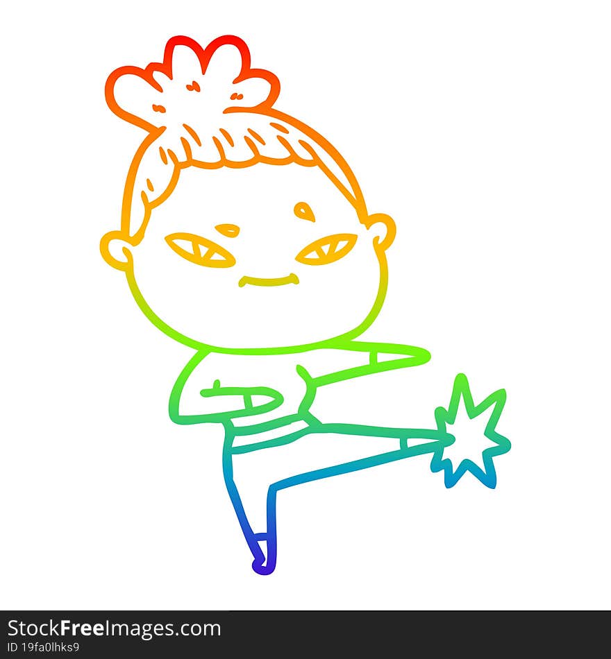 rainbow gradient line drawing of a cartoon woman