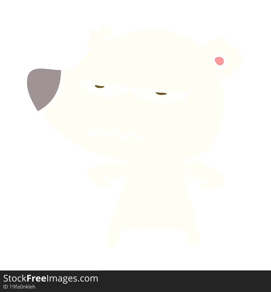 angry bear polar flat color style cartoon