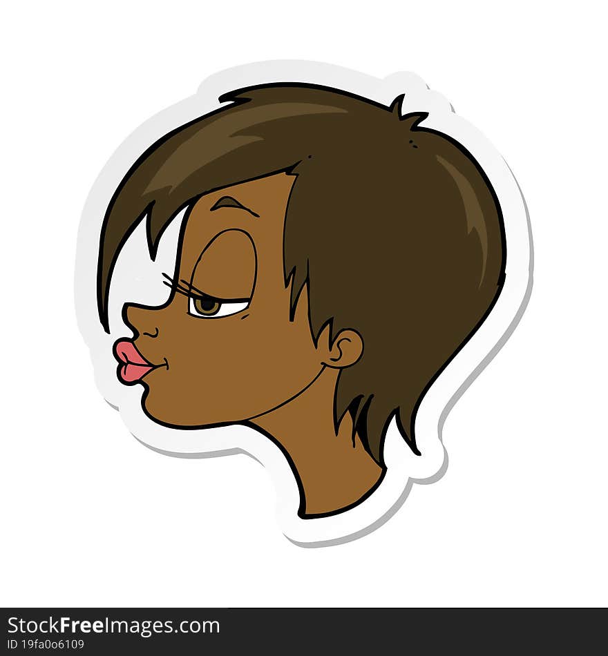 sticker of a cartoon pretty woman