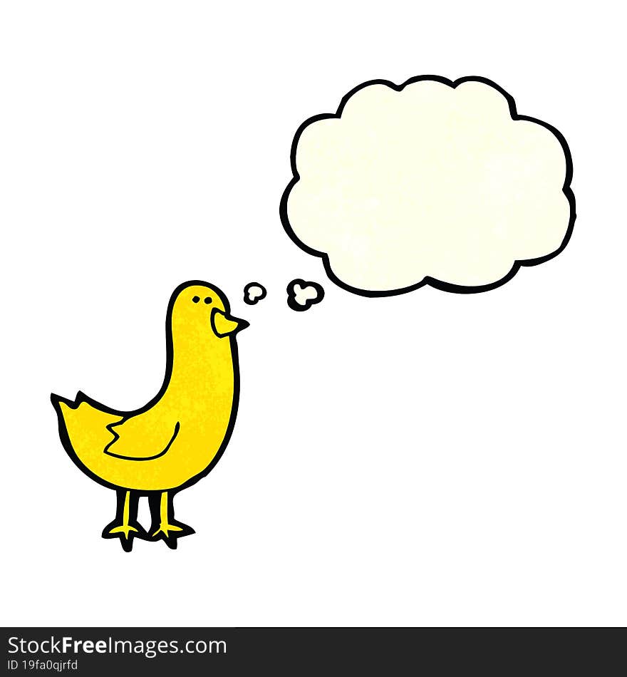 cartoon bird with thought bubble