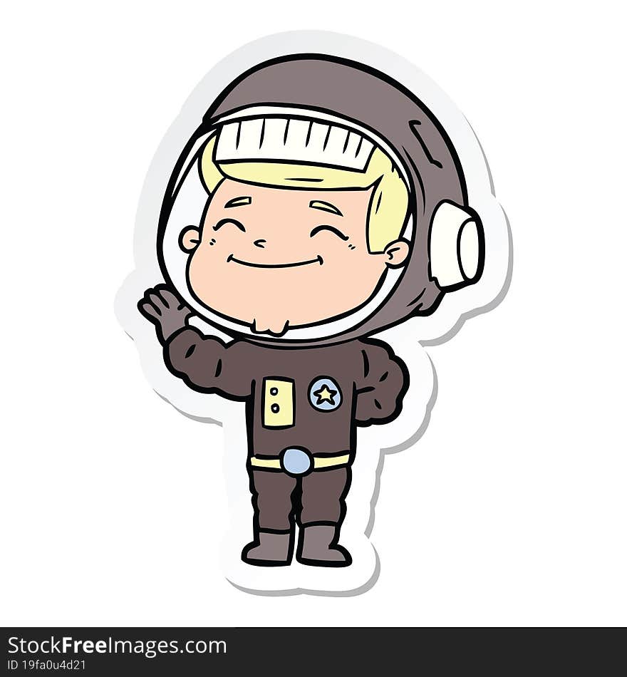 Sticker Of A Happy Cartoon Astronaut