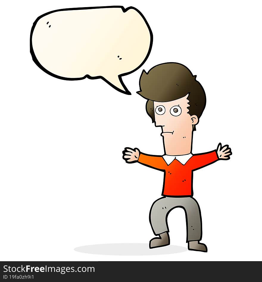 cartoon startled man with speech bubble