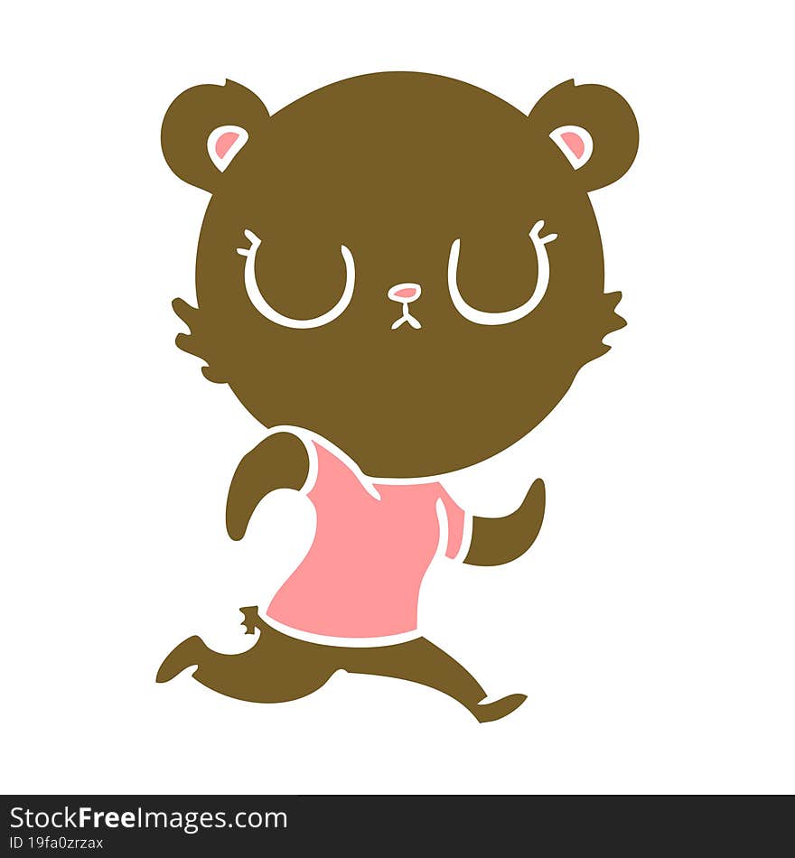 peaceful flat color style cartoon bear running