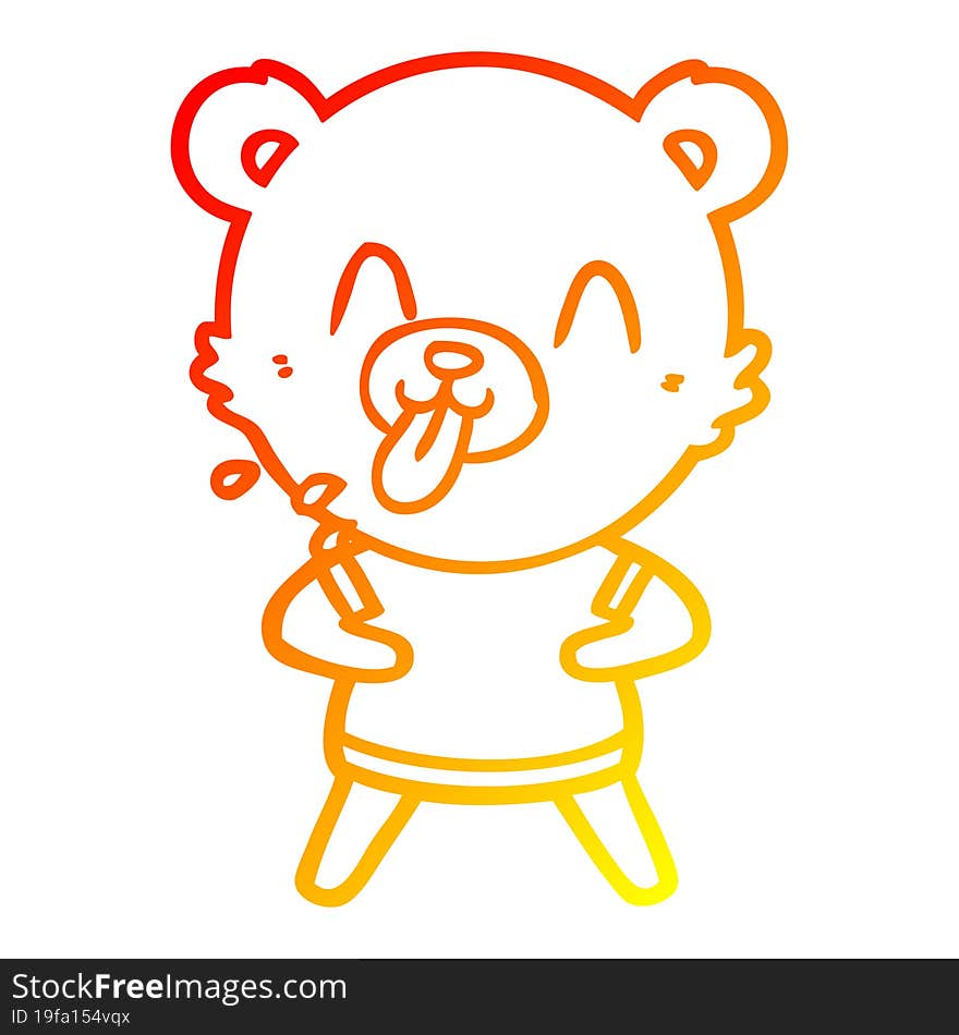 Warm Gradient Line Drawing Rude Cartoon Bear