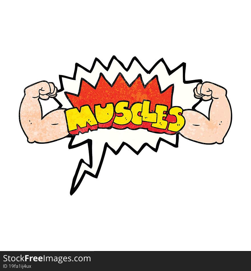 freehand speech bubble textured cartoon muscles symbol