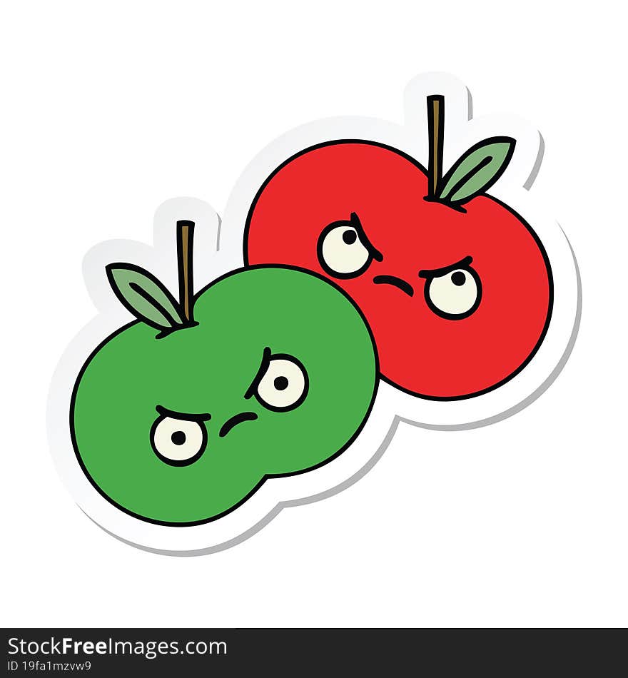 sticker of a cute cartoon apples