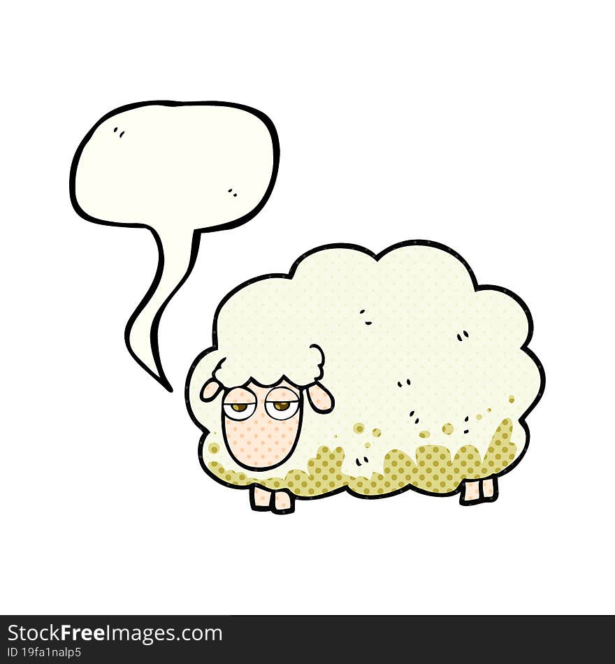 comic book speech bubble cartoon muddy winter sheep