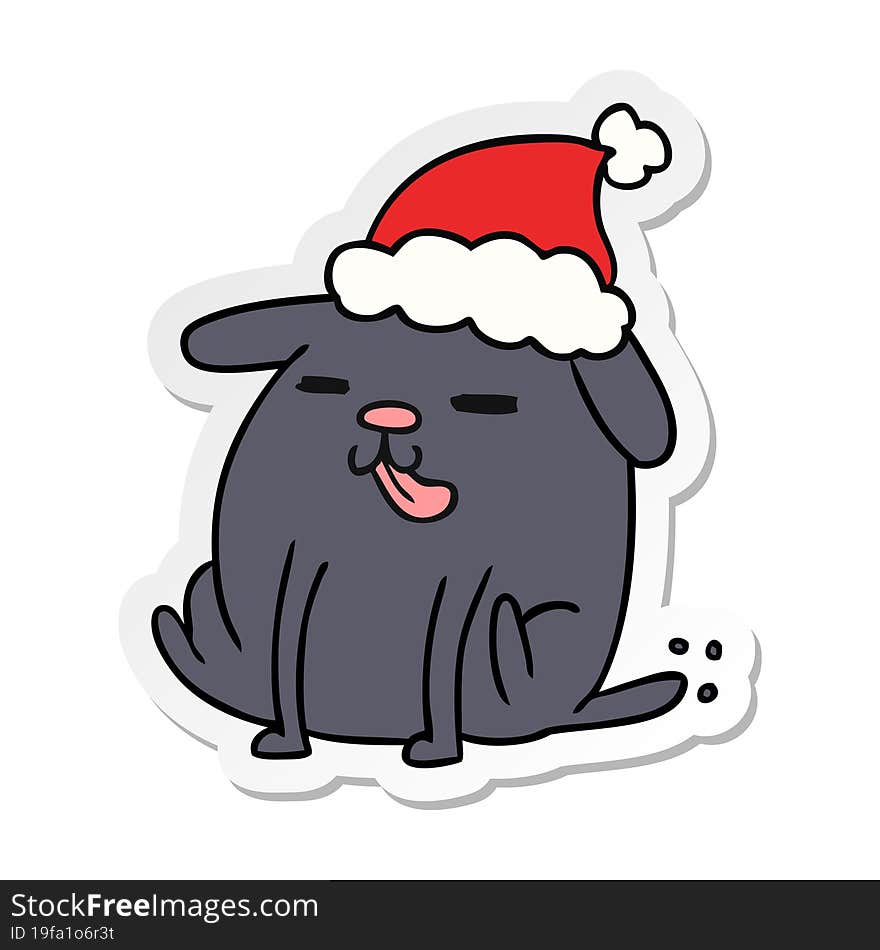 hand drawn christmas sticker cartoon of kawaii dog