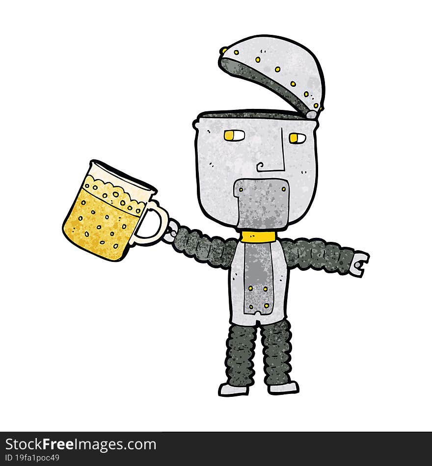 cartoon robot drinking beer