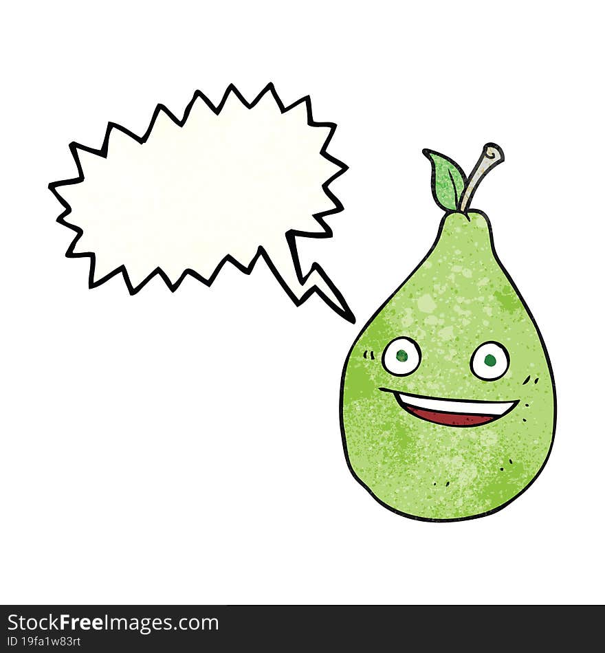 freehand drawn texture speech bubble cartoon pear