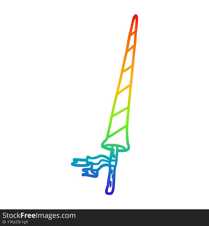 Rainbow Gradient Line Drawing Cartoon Knights Lance