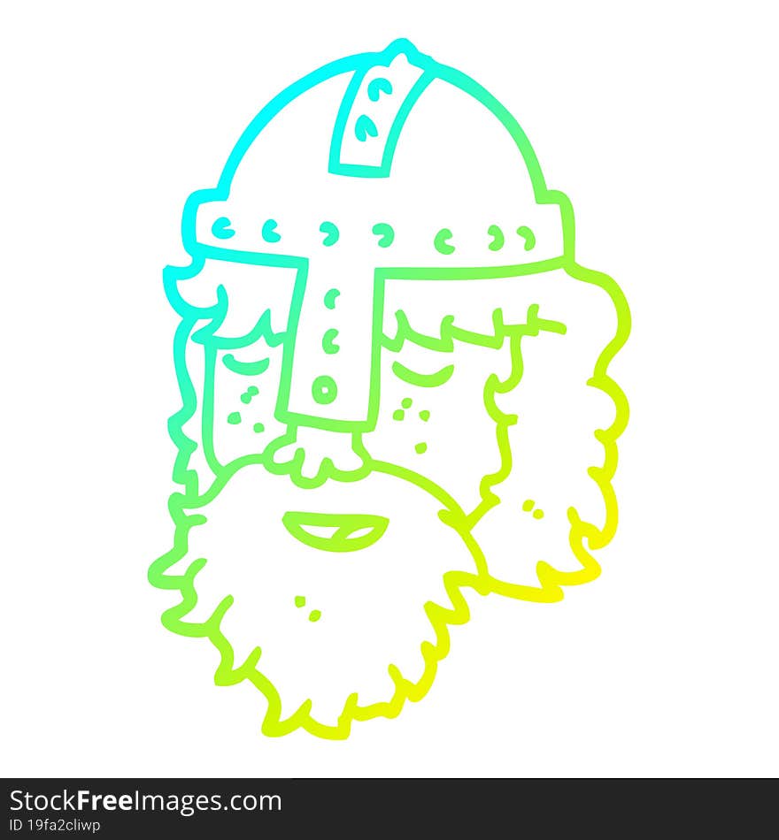 cold gradient line drawing cartoon viking face