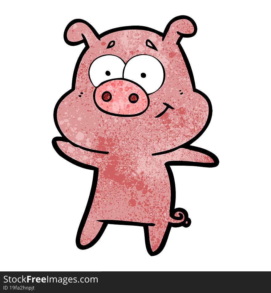 happy cartoon pig. happy cartoon pig